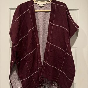LOFT maroon wrap poncho XS/S